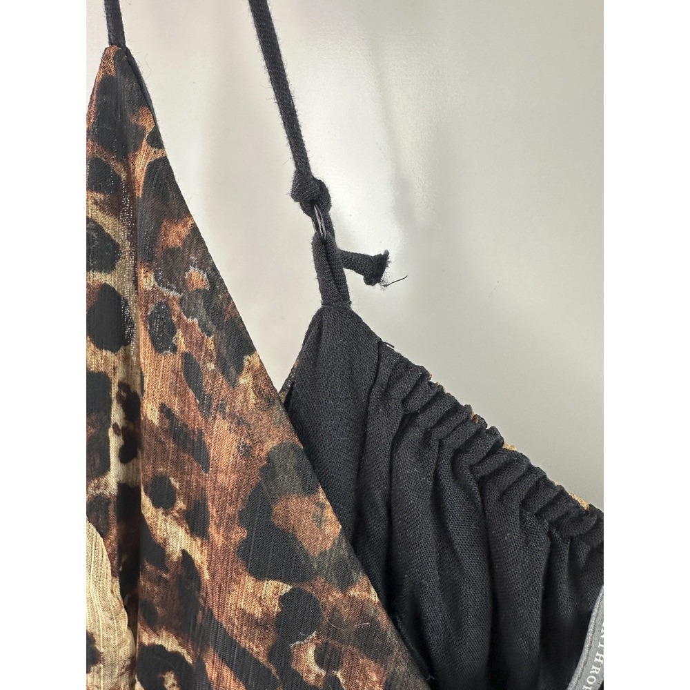 New With Defects Anthropologie Ruffled Chiffon Maxi Dress Leopard Animal Print M - Picture 14 of 16